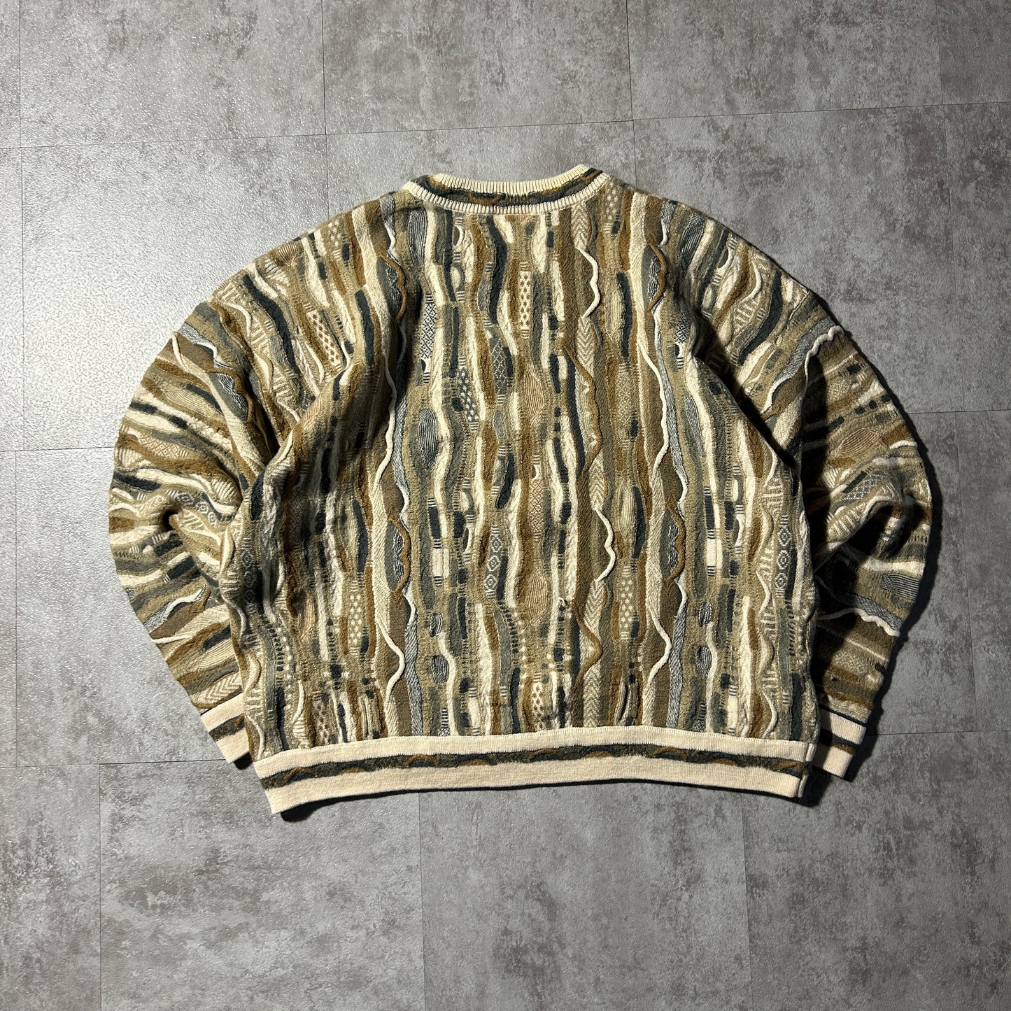 00-90s PULERY AUSTRALIAN CLOTHING CO. pure new wool 3D knit vest, size L, made in Australia, 100% wool