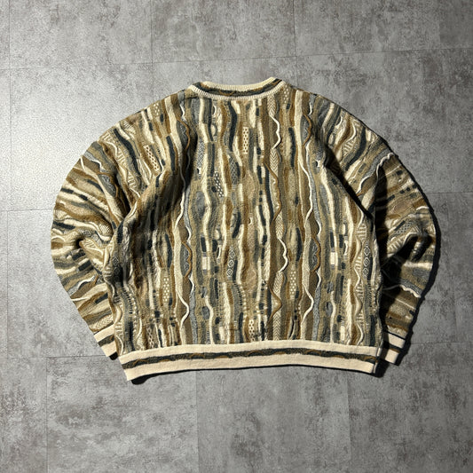 00-90s PULERY AUSTRALIAN CLOTHING CO. pure new wool 3D knit vest, size L, made in Australia, 100% wool