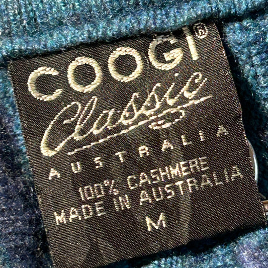 00-90s COOGI 3D Knit Cardigan, Made in Australia, Size M, 100% Cashmere