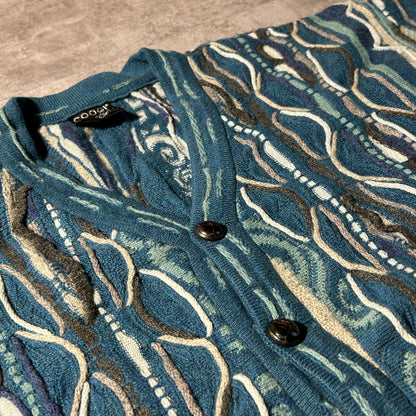 00-90s COOGI 3D Knit Cardigan, Made in Australia, Size M, 100% Cashmere