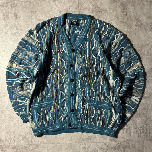 00-90s COOGI 3D Knit Cardigan, Made in Australia, Size M, 100% Cashmere