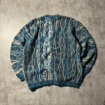 00-90s COOGI 3D Knit Cardigan, Made in Australia, Size M, 100% Cashmere
