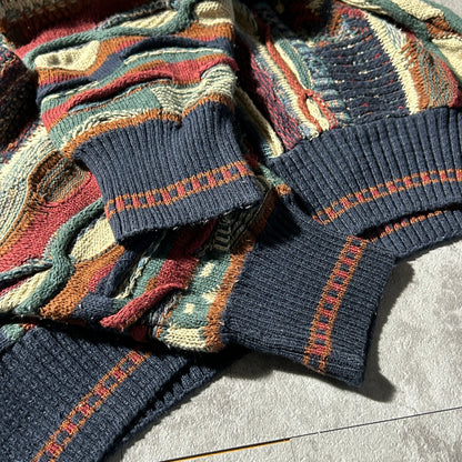 00-90s IDEA UOMO 3D Knit Sweater, Made in Bulgaria, Size L