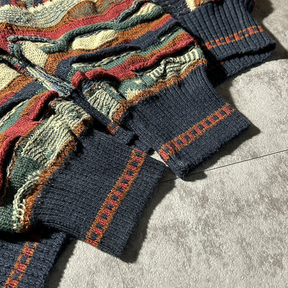 00-90s IDEA UOMO 3D Knit Sweater, Made in Bulgaria, Size L