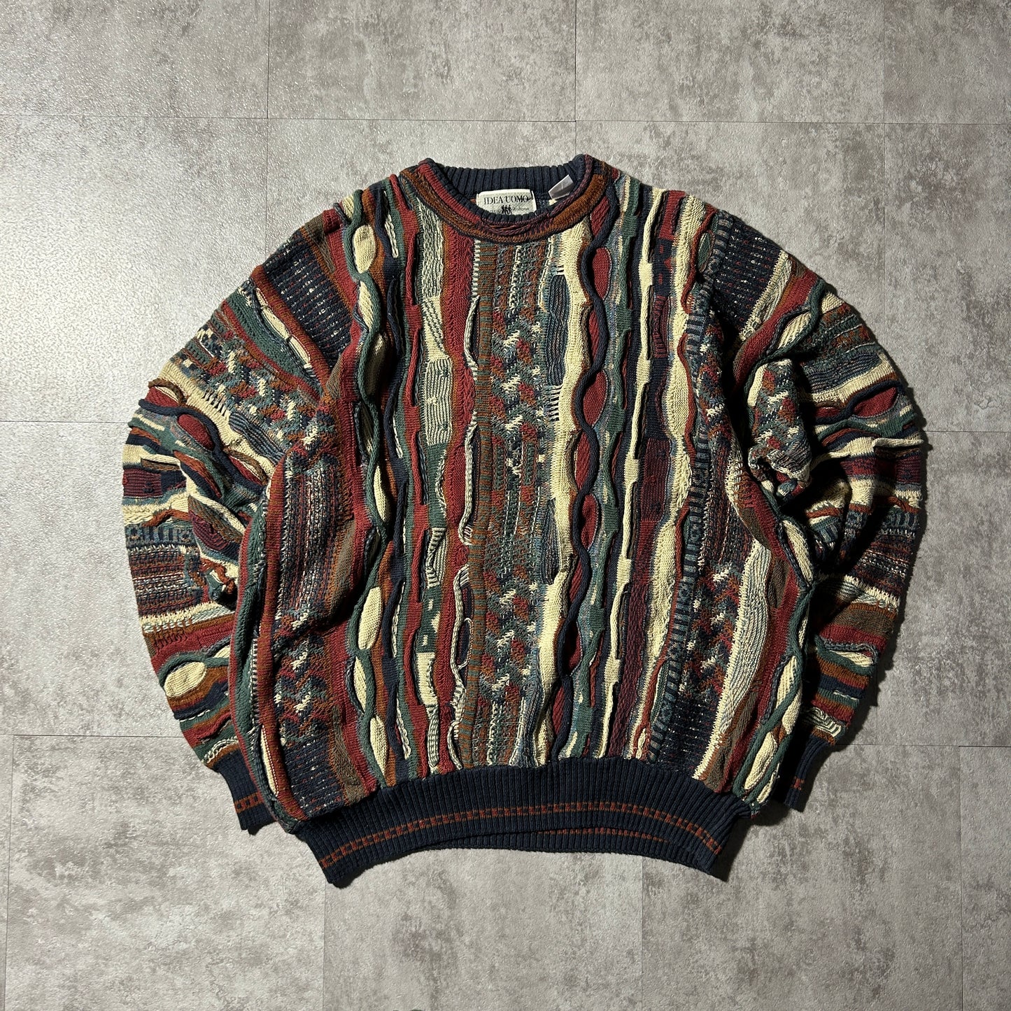 00-90s IDEA UOMO 3D Knit Sweater, Made in Bulgaria, Size L