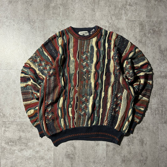 00-90s IDEA UOMO 3D Knit Sweater, Made in Bulgaria, Size L
