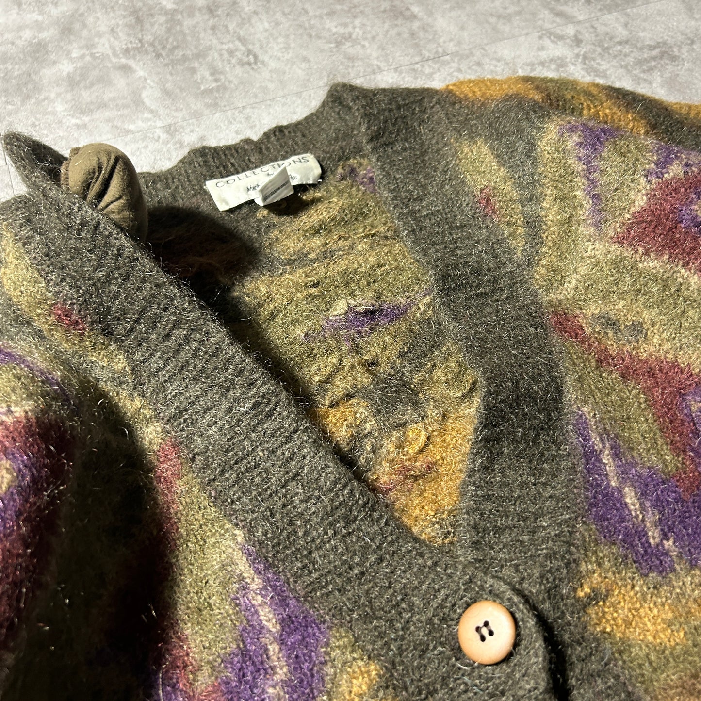 00-90s Collection by Michelle Stuart Floral Print Mohair Cardigan, Size L