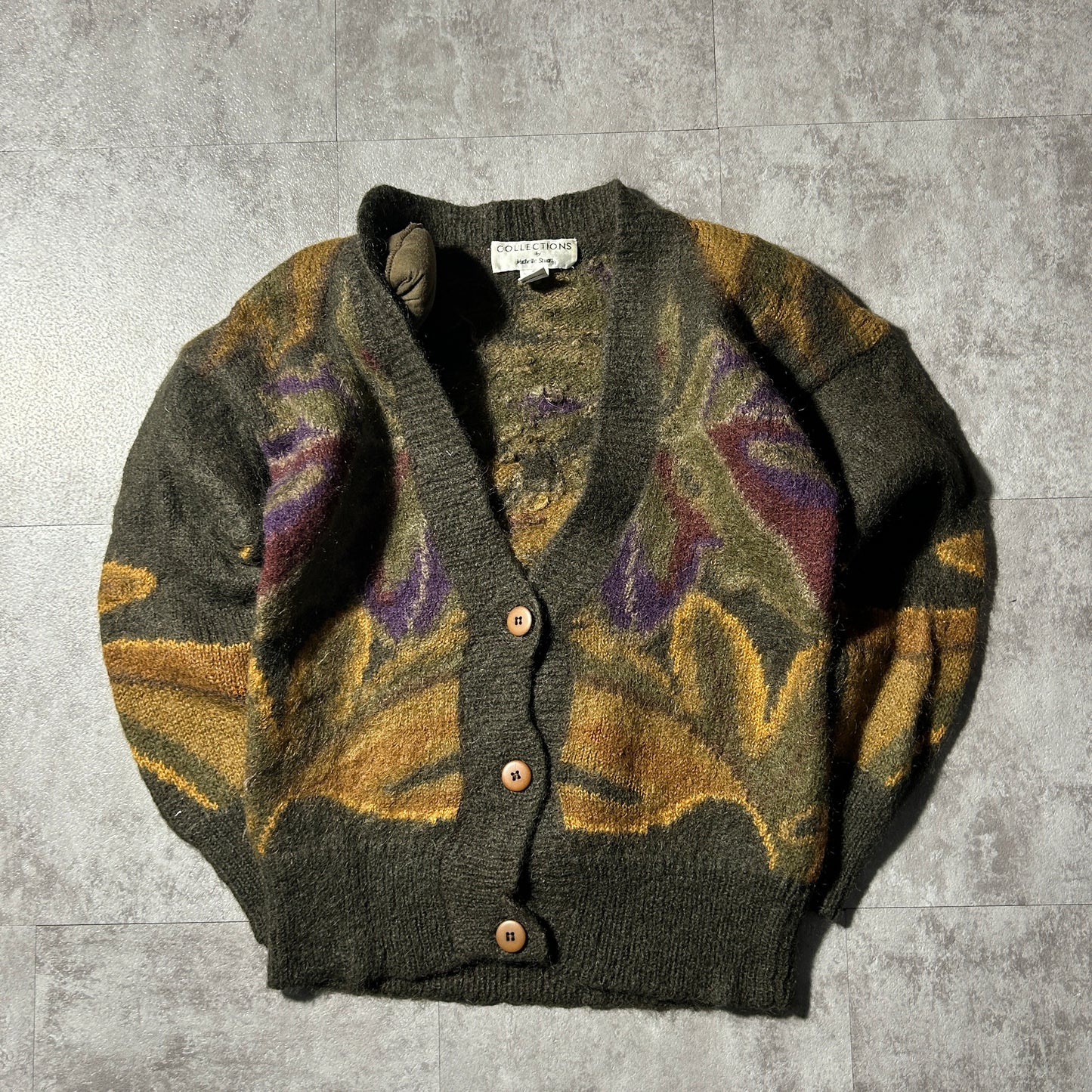 00-90s Collection by Michelle Stuart Floral Print Mohair Cardigan, Size L